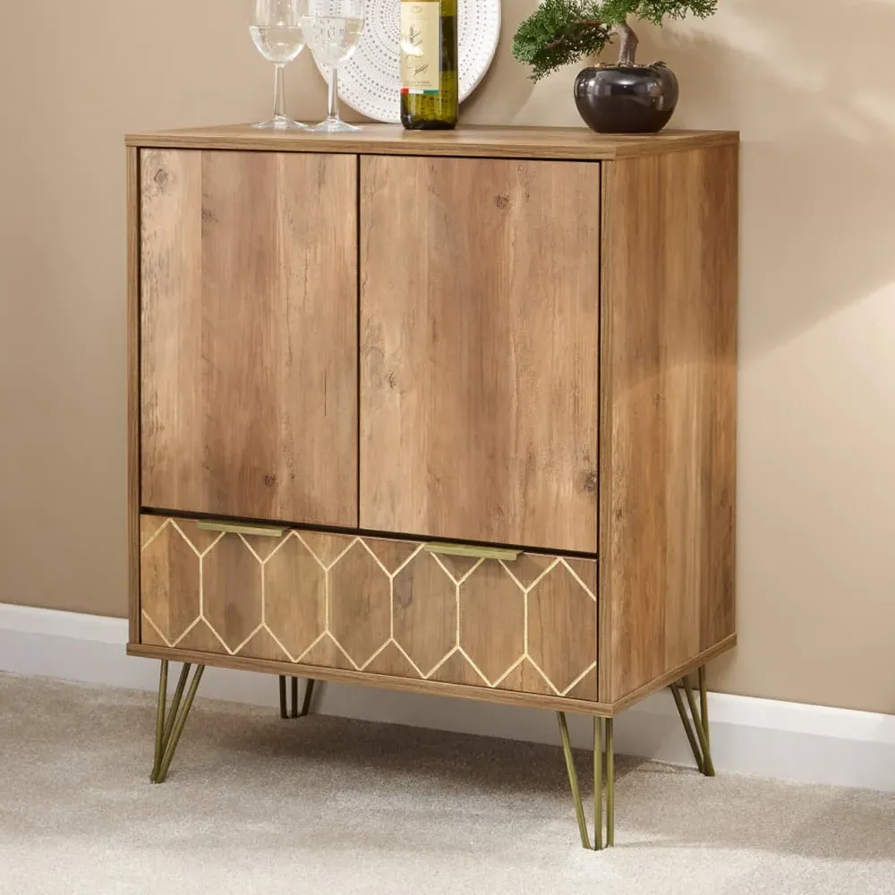 Ormskirk Wine Cabinet with 2 Doors - Natural, Wood