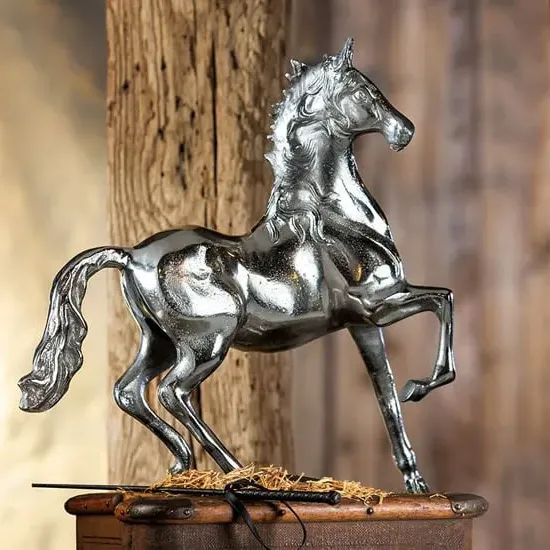 Oro Horse Sculpture - Silver, Aluminium
