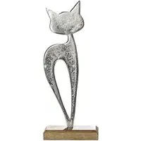 Oro Small Cat Luna Sculpture - Silver, Aluminium