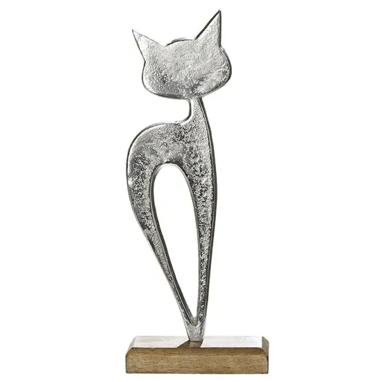 Oro Small Cat Luna Sculpture - Silver, Aluminium image