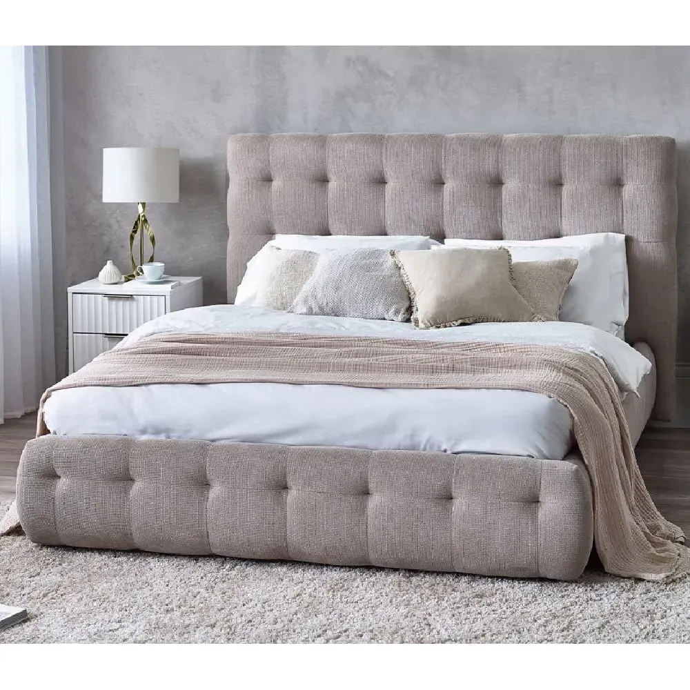 Orono Fabric King Size Bed - Light Taupe
