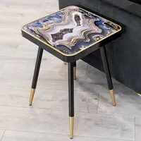 Orono Glass Top Side Table - Black, Gold