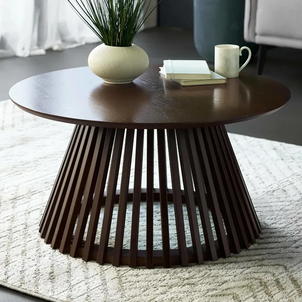 Orono Round Coffee Table - Dark Brown, Wood product