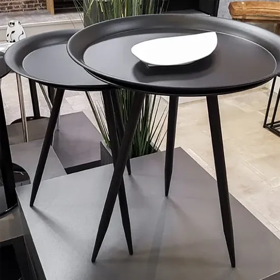 Orono Round Set of 2 Side Tables - Black, Metal image
