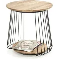 Orono Round Side Table - Oak, Black