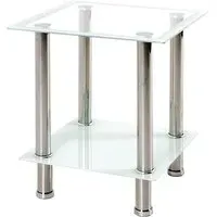 Orono Square Side Table with Undershelf - Clear, Glass