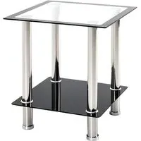 Orono Square Side Table with Undershelf - Clear, Glass