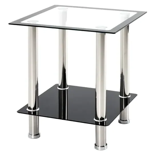 Orono Square Side Table with Undershelf - Clear, Glass