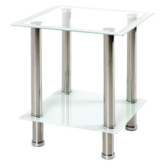 Orono Square Side Table with Undershelf - Clear, Glass image