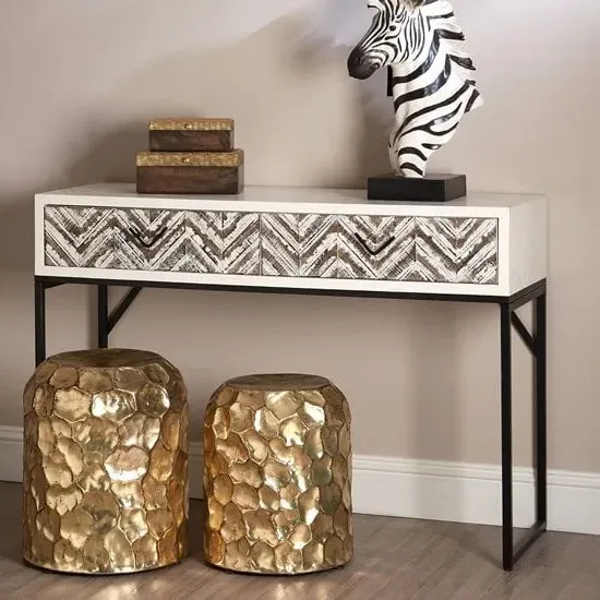 Orphee Console Table with Storage - White, Fir Wood