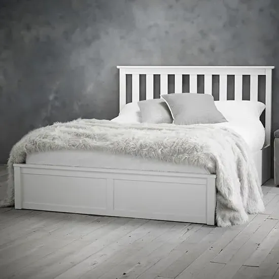Orpington Double Bed with Storage - White, Wood