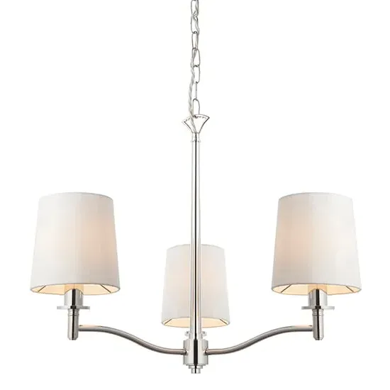 Ortona 3 Light Pendant Light - White, Bright Nickel