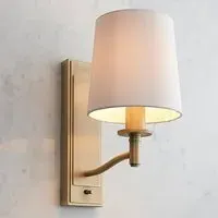 Ortona Fabric Wall Light with Toggle Switch - White, Brass
