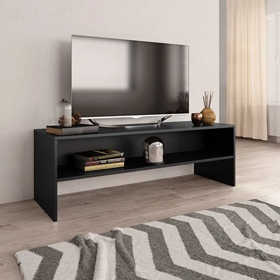 Orya TV Stand with Undershelf - Black, Chipboard