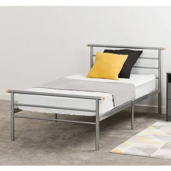 Osaka Single Bed Frame - Silver, Metal