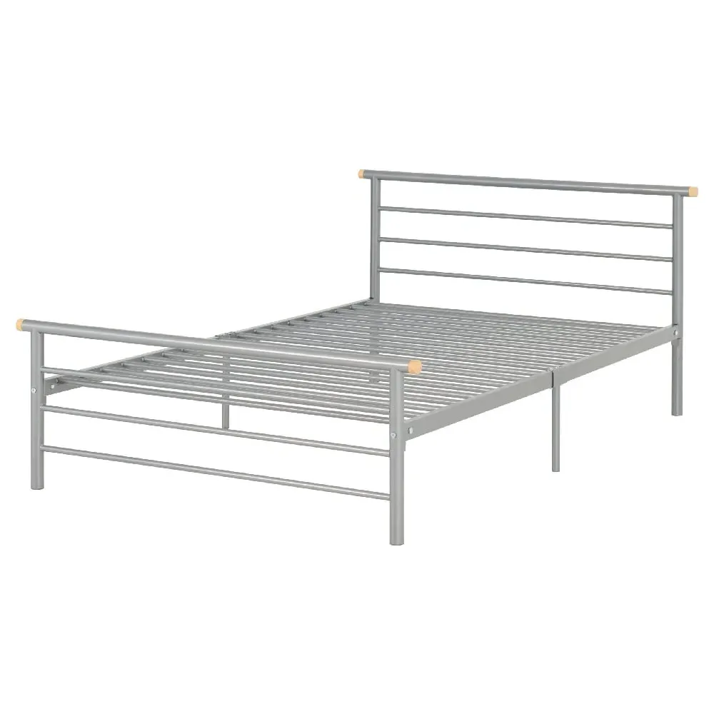 Osaka Small Double Bed Frame - Silver, Metal
