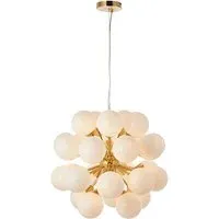 Oscar 28 Light Pendant Light - Brushed Brass, Opal Glass