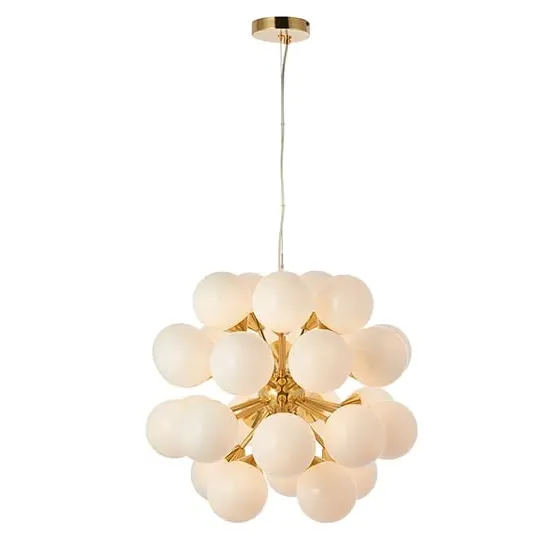 Oscar 28 Light Pendant Light - Brushed Brass, Opal Glass image