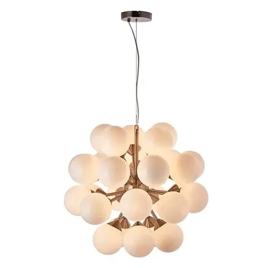 Oscar 28 Light Pendant Light - Satin Nickel, Opal Glass