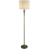 Oscar Floor Lamp with Linen Shade - Antique Brass