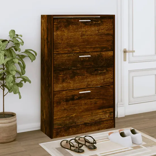 Oscar Shoe Storage Cabinet with 3 Flaps - Smoked Oak product