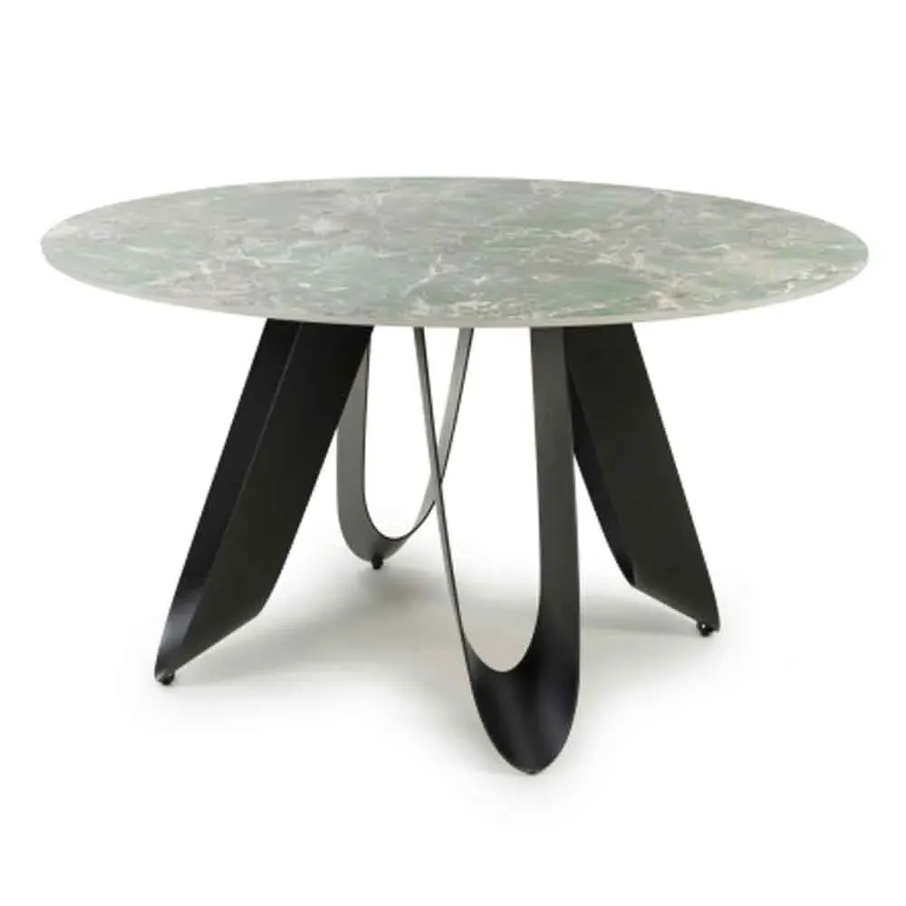 Oshawa Round Dining Table Marble Effect - Green, Ceramic product