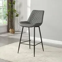 Oston Bar Chair - Grey, Faux Leather