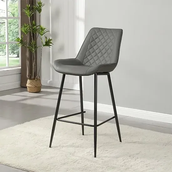 Oston Bar Chair - Grey, Faux Leather