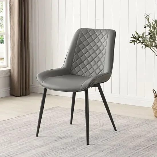 Oston Dining Chair - Grey, Faux Leather image