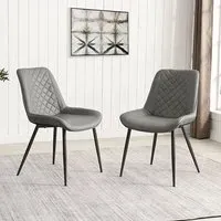 Oston Dining Chairs - Grey, Faux Leather
