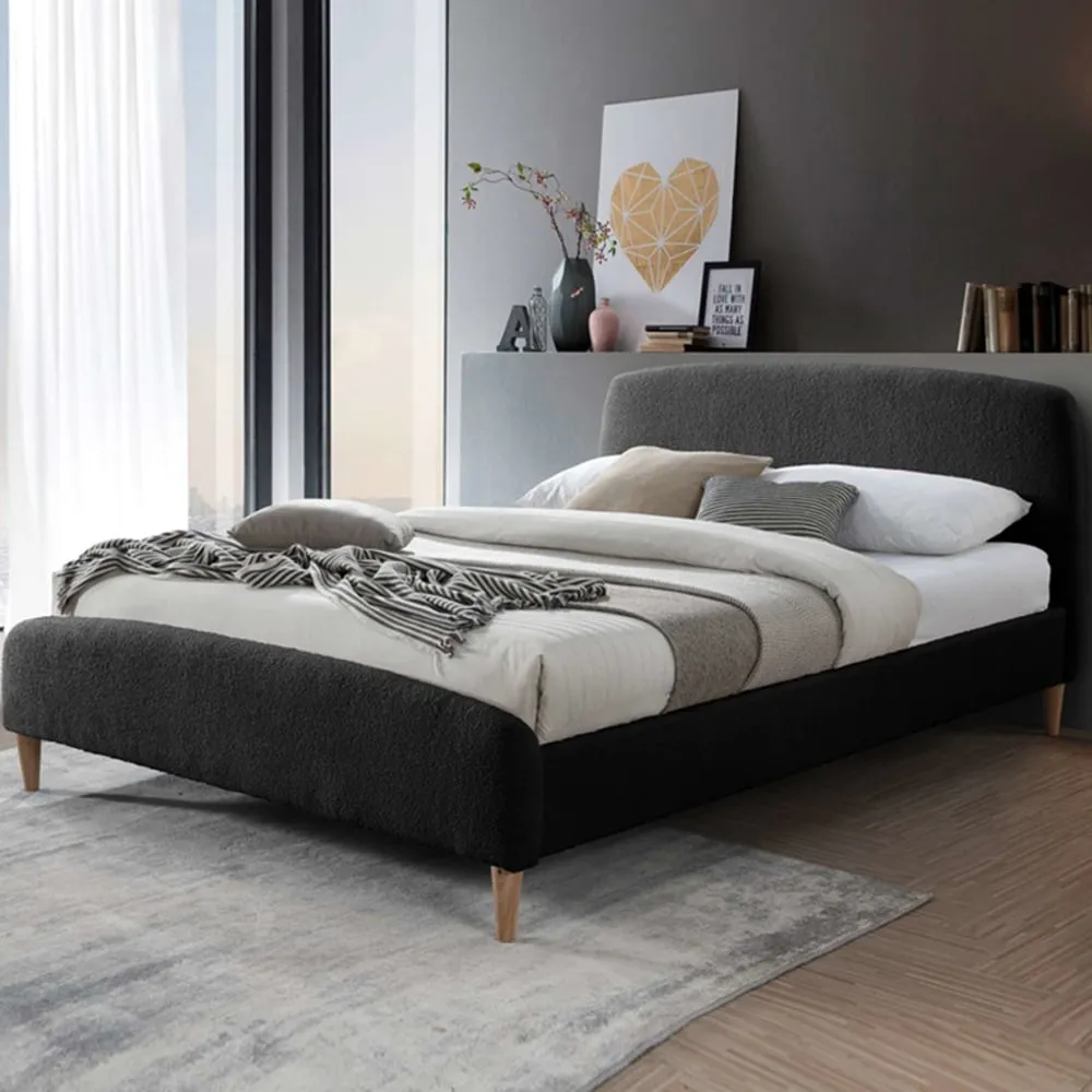Otaola Double Bed Frame - Charcoal, Teddy Bear Fabric image