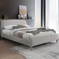 Otaola Double Bed Frame - Dove Grey, Teddy Bear Fabric