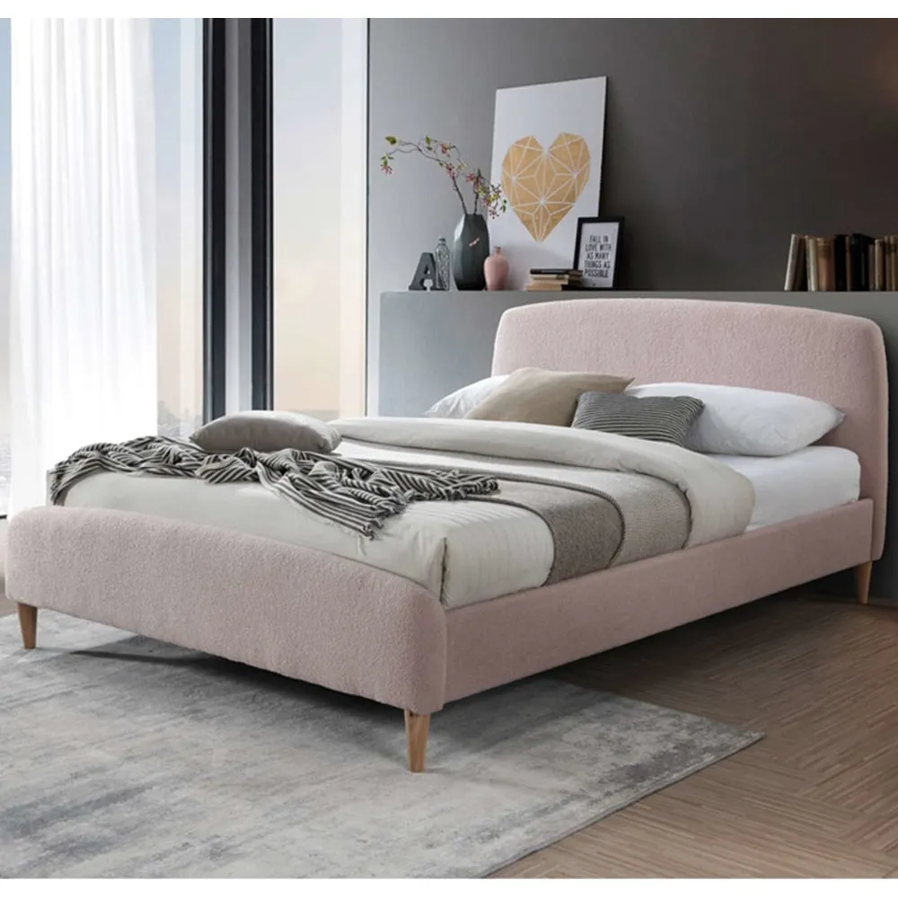 Otaola King Size Bed Frame - Pink, Fabric image