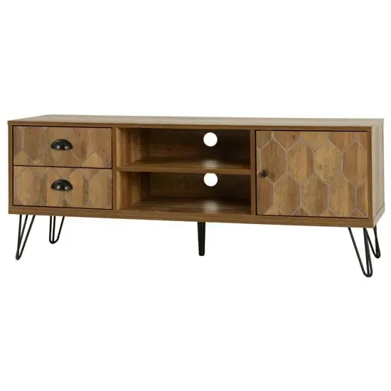 Otelia Wooden TV Unit - Black, Oak Effect image