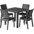 Ottawa Black Rattan Dining Table with Fishkill 4 Chairs - Dark Grey