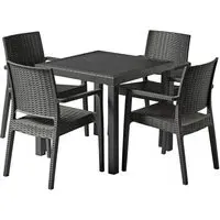 Ottawa Dining Table with Laporte 4 Chairs - Dark Grey, Rattan
