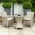 Ottery 600mm Glass Bistro Set with 2 Wave Armchairs - Pearl