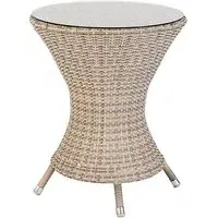 Ottery Wave 600mm Glass Top Bistro Table - Pearl