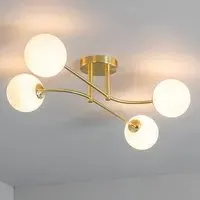 Otto 4 Lights Ceiling Light - Brushed Brass, Glass