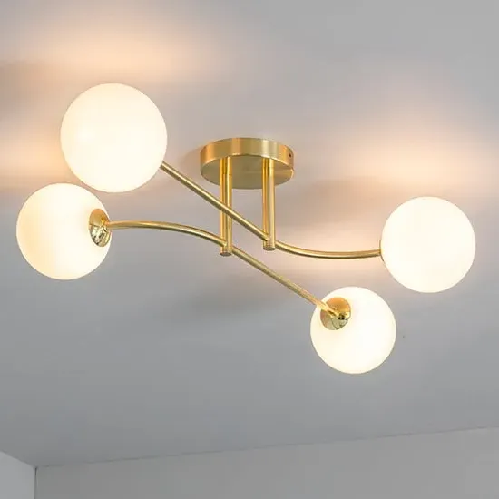 Otto 4 Lights Ceiling Light - Brushed Brass, Glass image