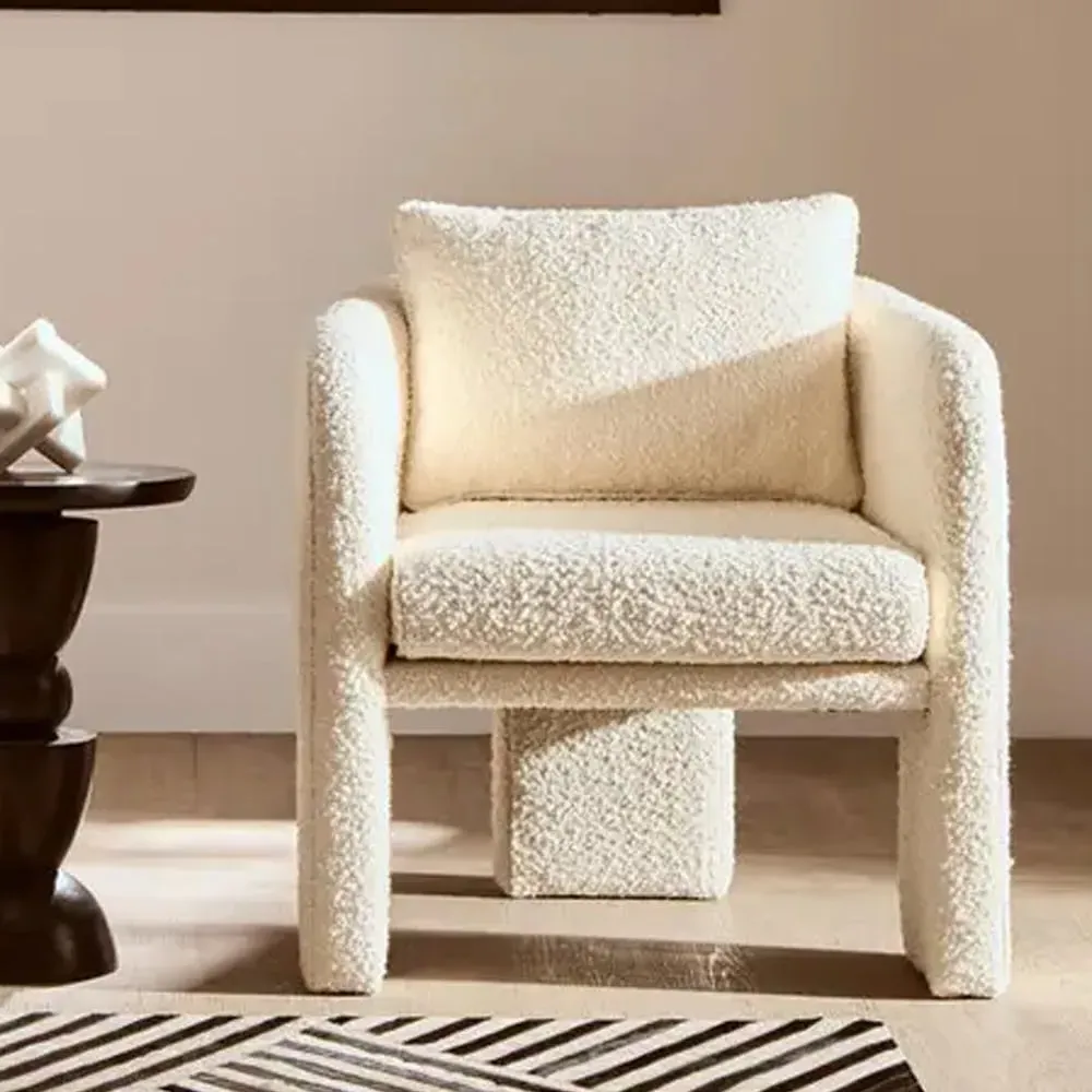 Ottumwa Accent Chair - Ivory, Boucle