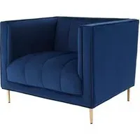 Otyliya Upholstered Armchair - Blue, Velvet