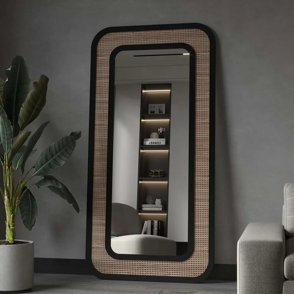 Ova Glass Cheval Full-Length Mirror - Black, MDF product