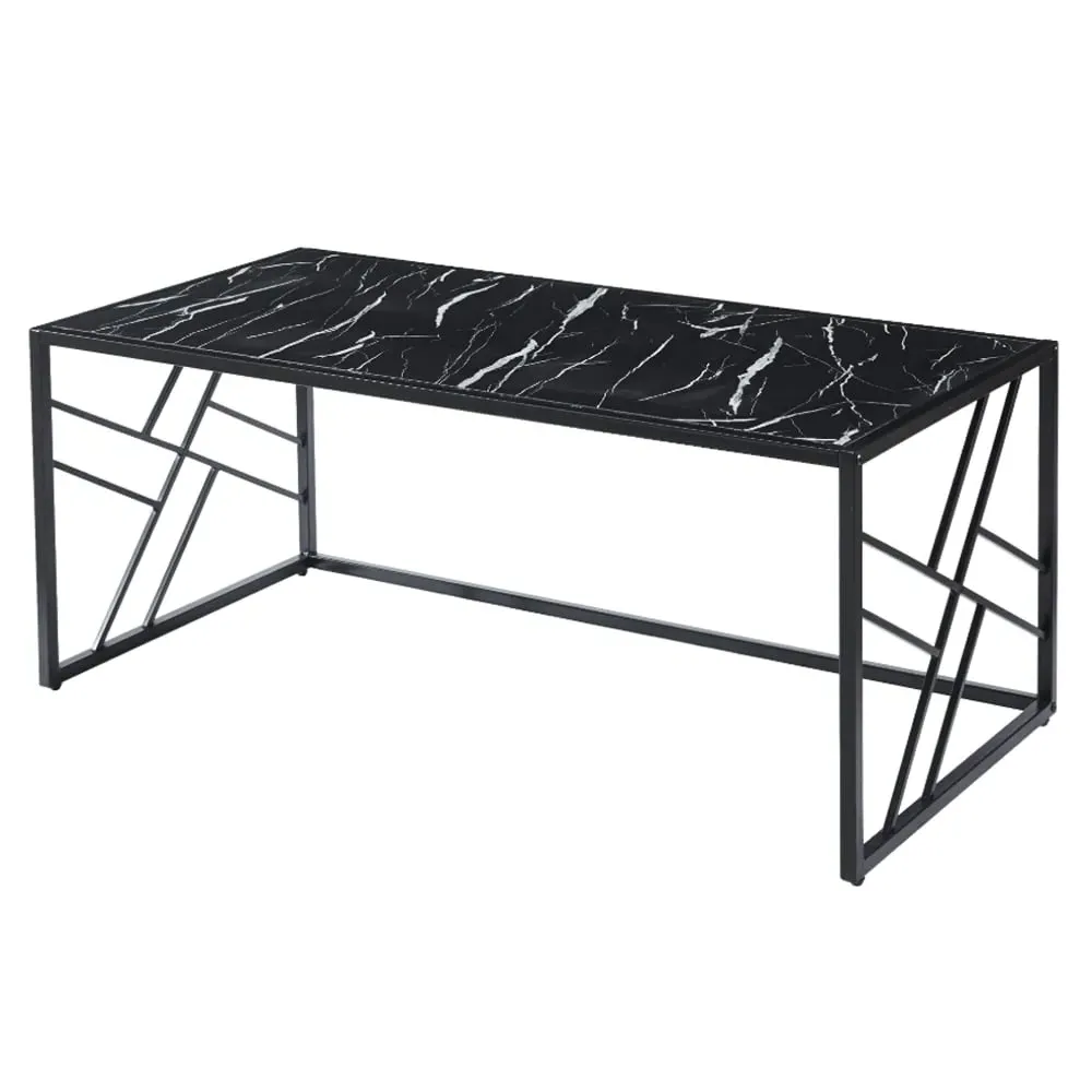 Ovid Coffee Table - Black Marble Effect, Black Frame image