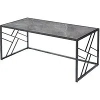 Ovid Coffee Table - Grey Marble Effect, Black Frame