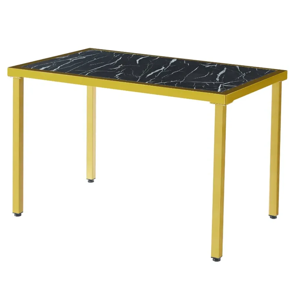 Ovid Dining Table - Black Marble Effect, Gold Frame