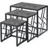 Ovid Nest of 3 Tables - Grey Marble Effect, Black Frame
