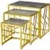 Ovid Nest of 3 Tables - Grey Marble Effect, Gold Frame