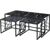 Ovid Nesting Coffee Tables - Black Marble Effect, Metal