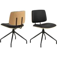Owasso Dining Chairs with Wooden Frame, Set of 2 - Matt Black, Faux Leather alternate view